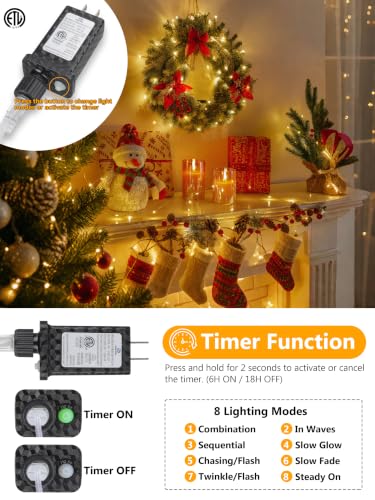 FairyGlim Silver Wire 100FT 300LED Christmas String Lights Indoor Outdoor