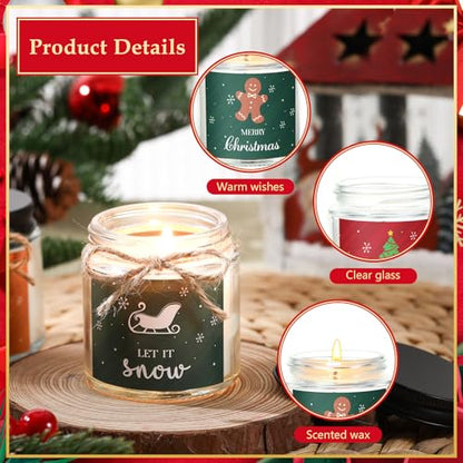 Christmas Scented Candle Set - Bright Style, 6 Jar Holiday Fragrance Gifts