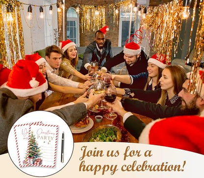 Christmas Party Invitations Set with Envelopes - 25 Holiday Greeting Cards