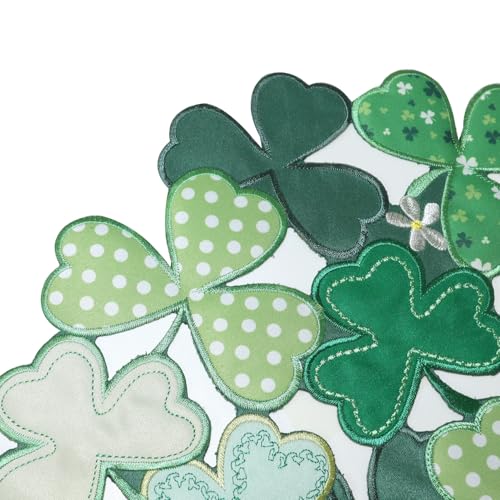 St Patrick's Day Table Runner 13x90 Inch Green Shamrocks Embroidered Clover Decor