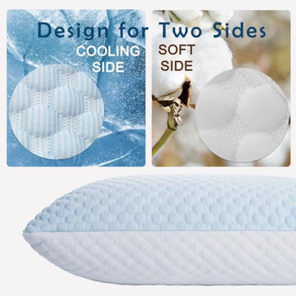 Adjustable Shredded Memory Foam Pillow with Cooling Cover - Bean Blue, Standard, 1