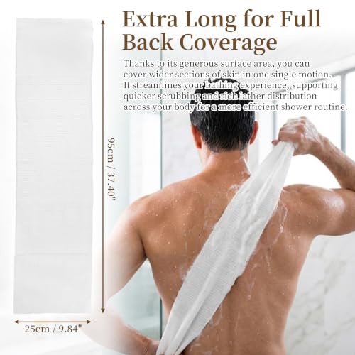 Japanese Exfoliating Shower Towel Cotton for Women - White, 1 Pack