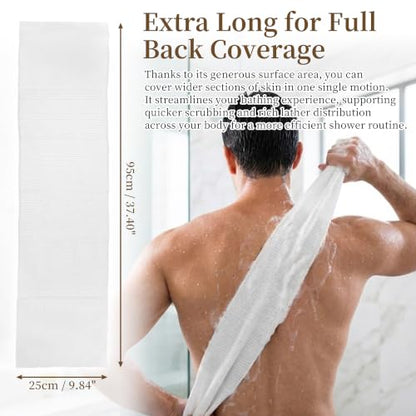 Japanese Exfoliating Shower Towel Cotton for Women - White, 1 Pack