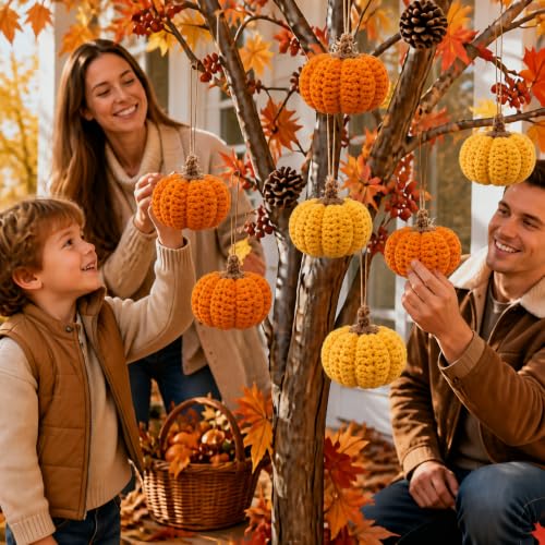 12 Pack Crochet Mini Pumpkins for Fall Thanksgiving Farmhouse Decor