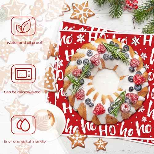 Fumete 80 Pcs Christmas Wax Paper Sheets for Food Snowflake Hoho Wax Paper Wrapping Bulk Deli Parchment Baking Paper Sandwich Candy Cookies Waterproof Wrappers Oilproof Basket Liners