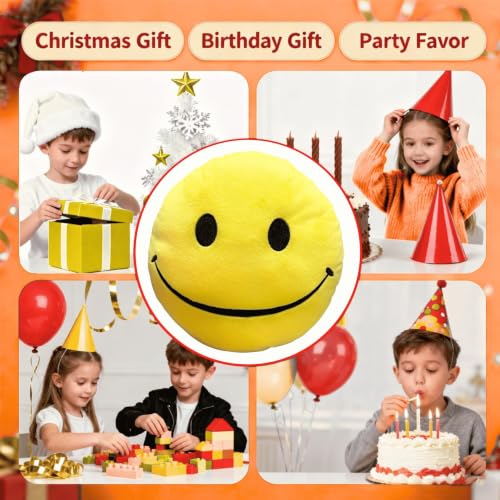 Yellow Smiley Face Pillow - Cute Plush Huggable Decor