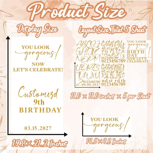 Golden Gorgeous Birthday Welcome Mirror Decals Custom Sign for Party