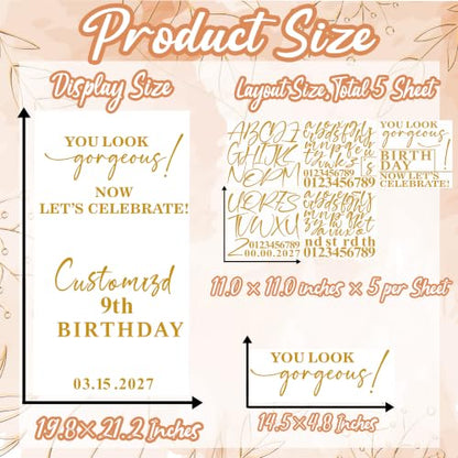Golden Gorgeous Birthday Welcome Mirror Decals Custom Sign for Party