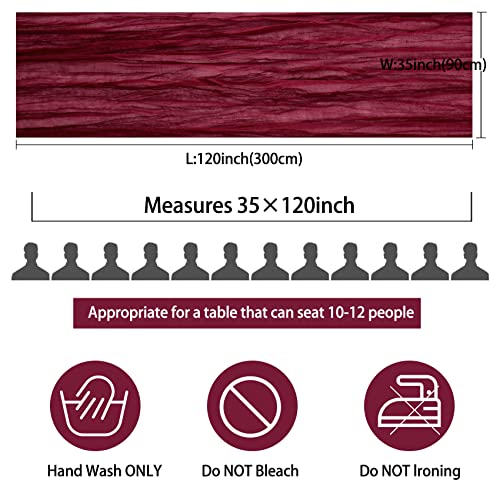 Burgundy Cheesecloth Table Runner 35x120 Inches for Wedding Party Decor - Variation of THIS listing