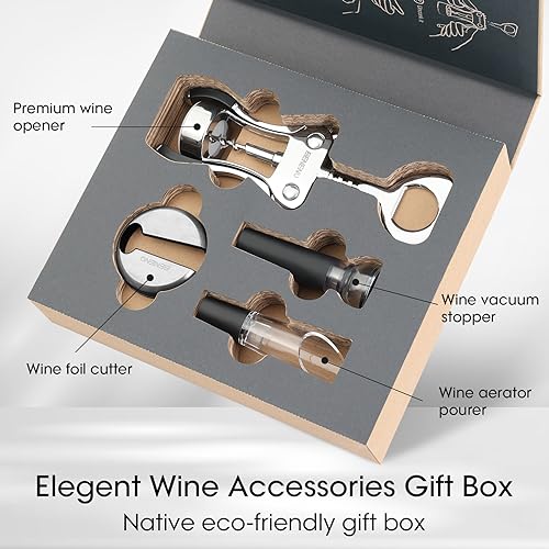 Beneno Corkscrew Wine Bottle Opener Gift Set Ingot Silver