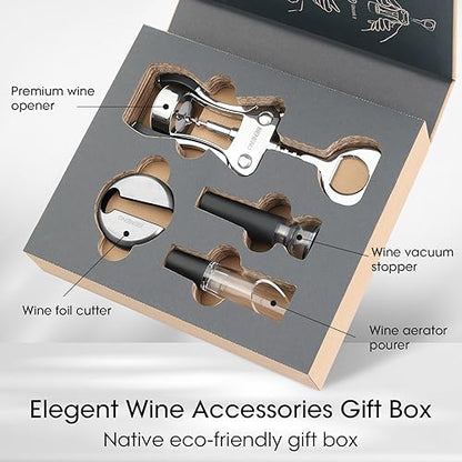 Beneno Corkscrew Wine Bottle Opener Gift Set Ingot Silver