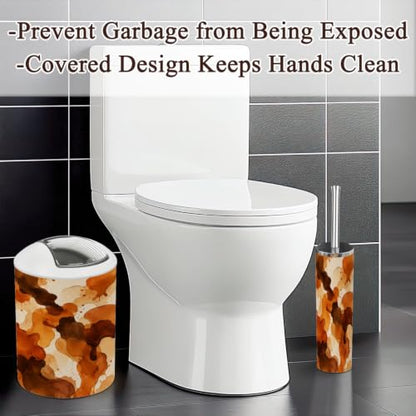 Bathroom Accessory Set 6PCS Burnt Orange Brown Ink - Stylish Organization