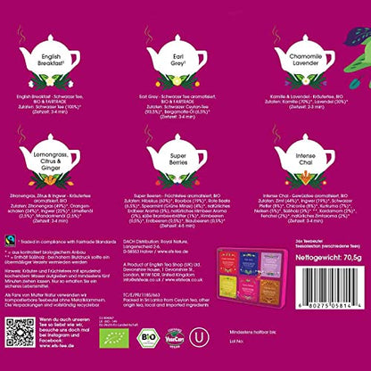 Organic Tea Gift Set - Assorted Flavors in Recyclable Tin, 36 Tea Bags