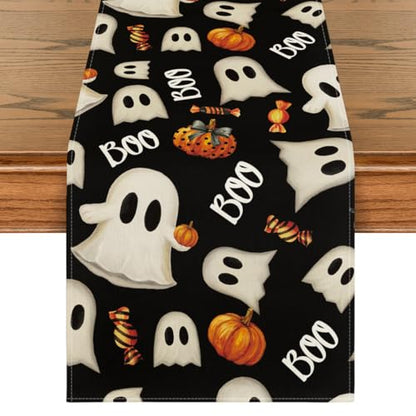 Halloween Table Runner 13x72 Inch Black Polyester Party Decor - Artoid Mode