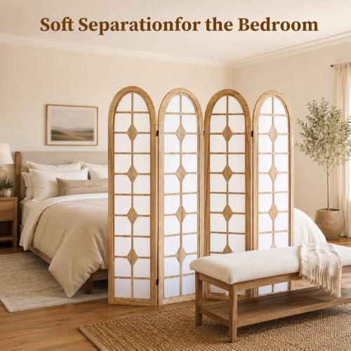 4 Panel Room Divider, Folding Shoji Screen - Natural (Variation: Natural / 4 Panel)
