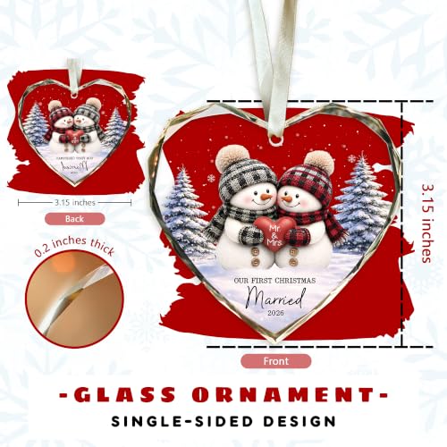 First Christmas Married Ornament 2026 - Wedding Gift for Newlyweds - Variation: Married