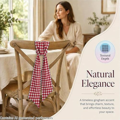 Red-White Gingham Wreath Sash for Front Door - Patriotic & Decorative