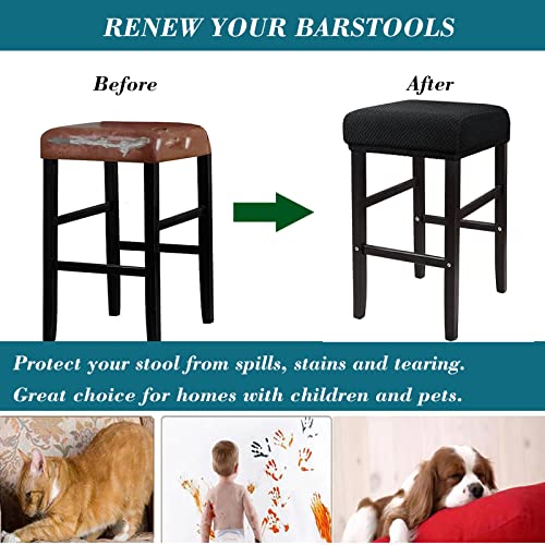 Rectangle Bar Stool Cover 2 Pack Black - Stretchable, Protective Slipcovers for 14-20in Chairs - Variation of THIS listing