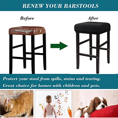 Rectangle Bar Stool Cover 2 Pack Black - Stretchable, Protective Slipcovers for 14-20in Chairs - Variation of THIS listing