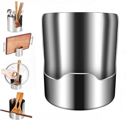 Stainless Steel Kitchen Utensil Holder 2-in-1 Pot Lid & Spoon Rest Organizer