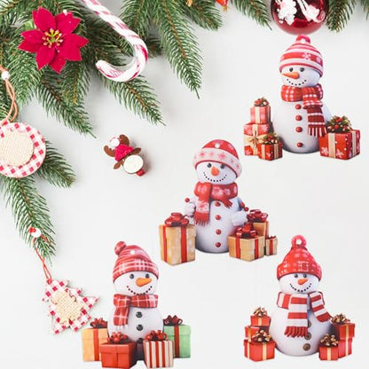 Acrylic Snowman Holiday Ornaments - 4 Pack for Christmas Wreaths & Decorations