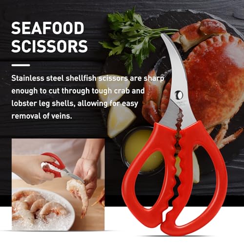 Red Crab Crackers and Seafood Tools Set - 10PCS Professional Kitchen Utensils
