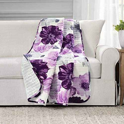 Lush Decor Leah Throw Blanket, 50" x 60", Gray & Purple
