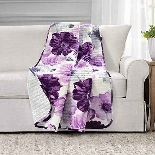 Lush Decor Leah Throw Blanket, 50" x 60", Gray & Purple