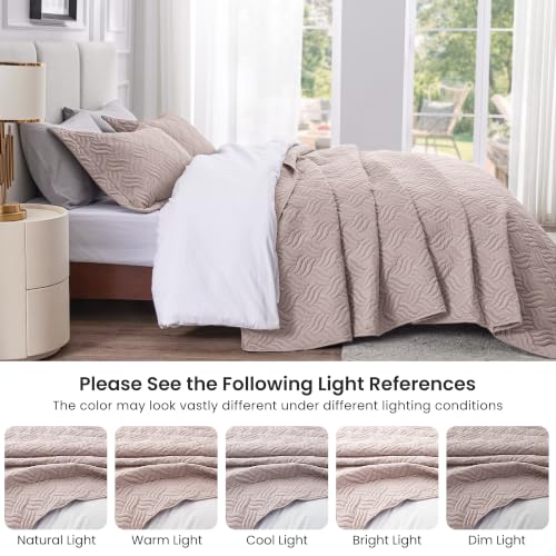 Queen Size Quilts for Bed - Wave Pattern Burlwood Bedspread Set - Love's Cabin