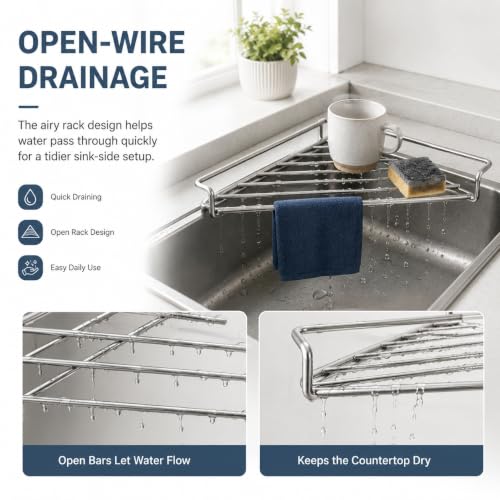 Stainless Steel Corner Sink Shelf - Triangular Kitchen Organizer 1Pcs