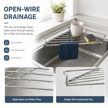 Stainless Steel Corner Sink Shelf - Triangular Kitchen Organizer 1Pcs
