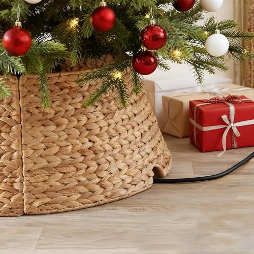 28 Inch Seagrass Christmas Tree Collar - Natural Farmhouse Holiday Decor