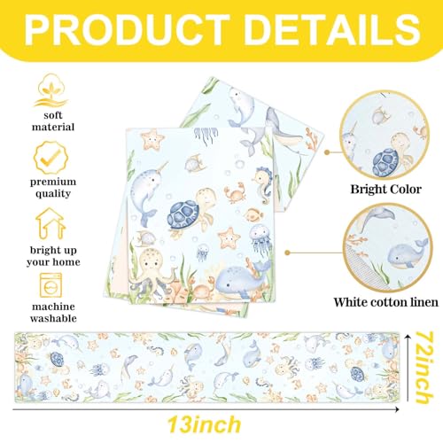 Under the Sea Baby Shower Table Runner 13x72 Inch Marine Animal Decor - Variation of THIS listing