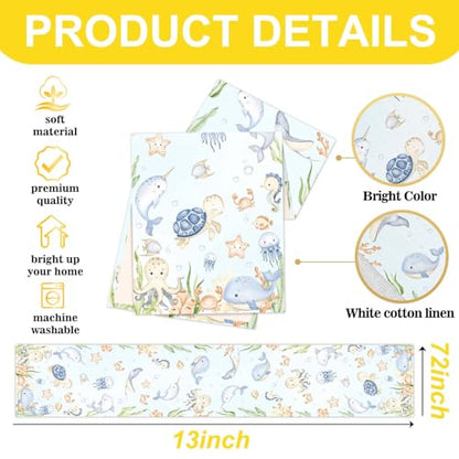Under the Sea Baby Shower Table Runner 13x72 Inch Marine Animal Decor - Variation of THIS listing