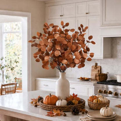 Artificial Eucalyptus Stems Fall Decor 6-Pack, 35.4 Inches for Autumn Home