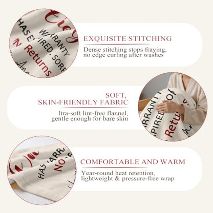 1st Anniversary Gift Blanket for Him/Her - Paper Anniversary 60x50 inches with Heartfelt Message Variation of 1st Anniversary / 50x60
