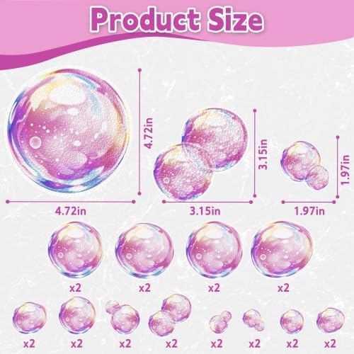 Pink-Purple Bubble Non Slip Bathtub Stickers Set with Scraper - 24PCS