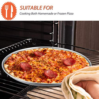 E-far 12 Inch Pizza Pan, Stainless Steel Pizza Pie Pan Tray Platter, Healthy Metal Pizza Baking Cooking Pan for Oven, Dishwasher Safe