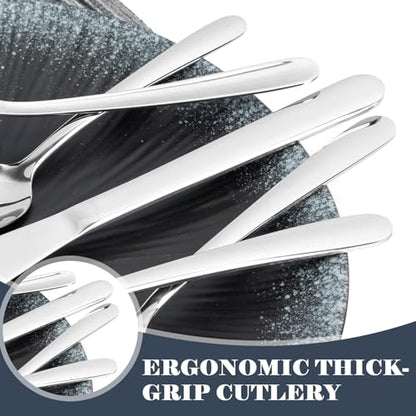 BEWOS 49-Piece Stainless Steel Flatware Set for 8 with Organizer - Includes Knives, Forks & Spoons