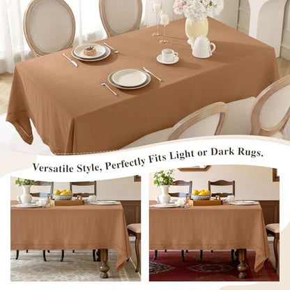 Beige Hemstitch Linen Tablecloth 90x60 Inch - Fall Table Decor