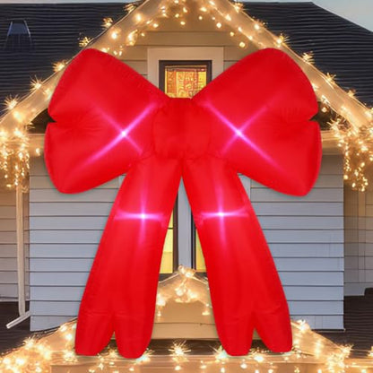 6 Ft Red Christmas Inflatable Bow with Lights - Outdoor Decor, 2 Pack