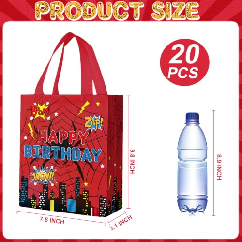 Reusable Cartoon Spider Gift Bags - 20 Pack for Birthday Party Favors
