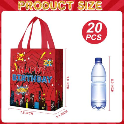 Reusable Cartoon Spider Gift Bags - 20 Pack for Birthday Party Favors
