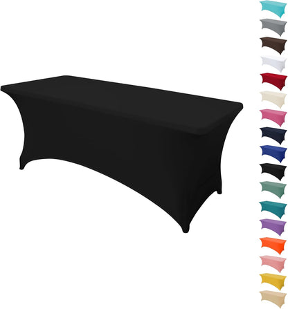 Skiennix 4FT Rectangular Table Cloth - Washable Black Spandex Cover for Events, Parties & Weddings