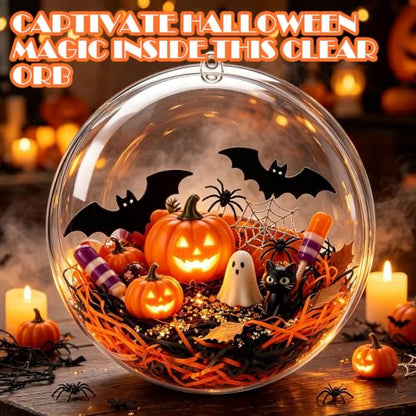 Large Clear Christmas Ornaments Balls - Fillable 6.3 Inch Jumbo Set of 4 - DIY Holiday Decor