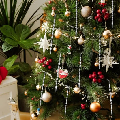Victorian Christmas Metal Tinsel Icicles Ornaments - Holiday Tree Decor Set