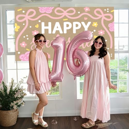 Happy 16th Birthday Backdrop for Sweet Sixteen Decorations - Variation of THIS listing