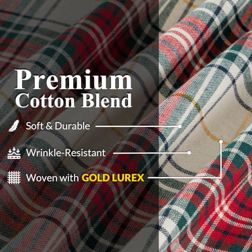 Misteli Beige Plaid Rectangular Tablecloth 120x60 Inches Cotton Blend Washable