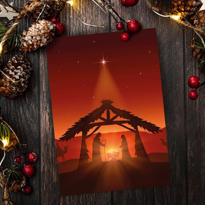 Religious Christmas Cards with Envelopes Pack of 20 Nativity Scene Holiday Greeting Cards
