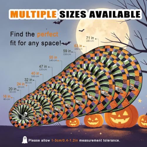 Halloween Optical Illusion Skeleton Vortex Rug 4'7" Round - Cheuinr